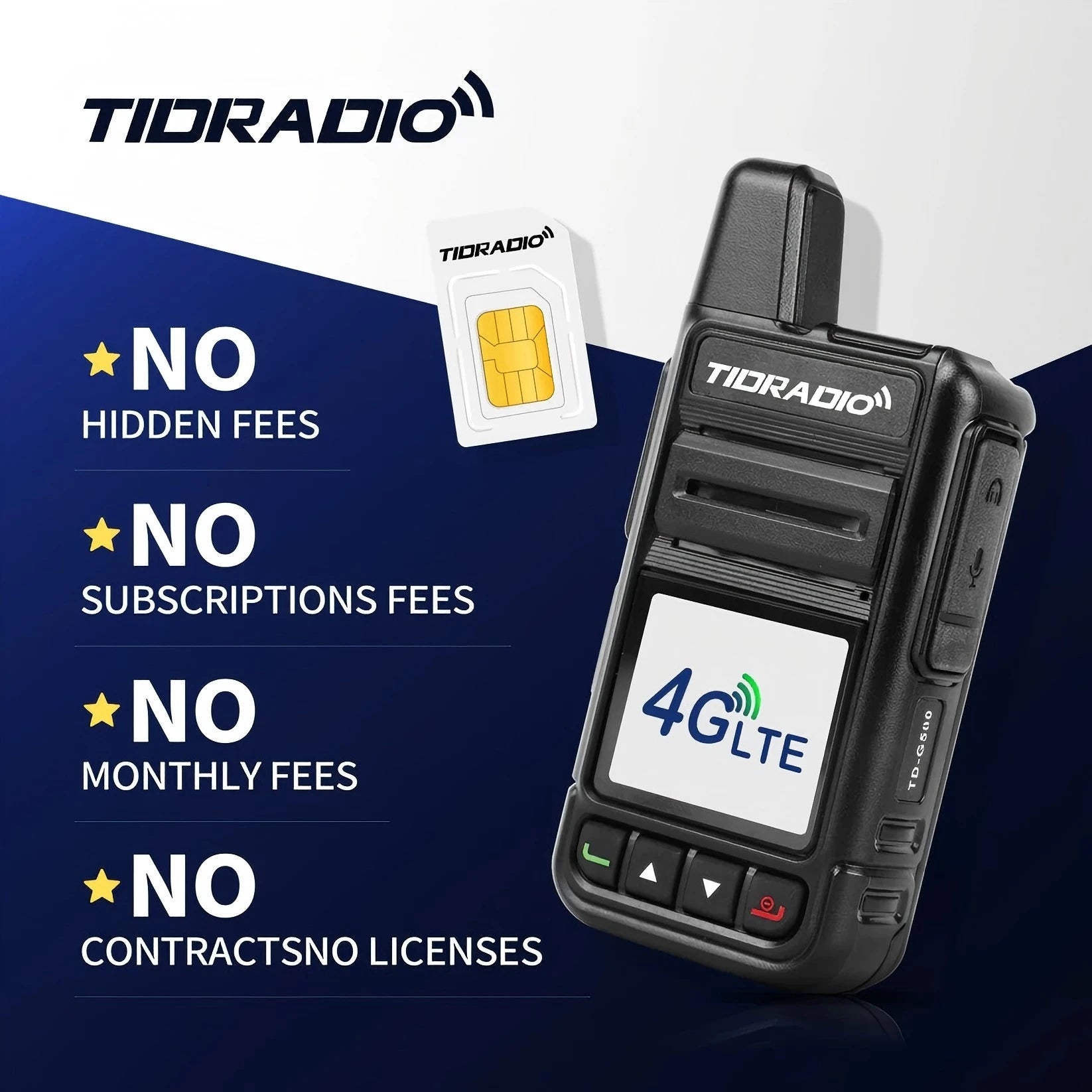 TIDRADIO TD-M15 Global signal POC Radio with 1 Year Sim Card Walkie Talkie Long Range 4G 5000 Miles for Hiking and Camping
