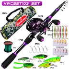 PROBEROS 2.1m Baitcasting/Spinning Fishing Rod Reel Combo Full Set with Line Lure Bag Hooks Freshwater Saltwater Fishing Pesca