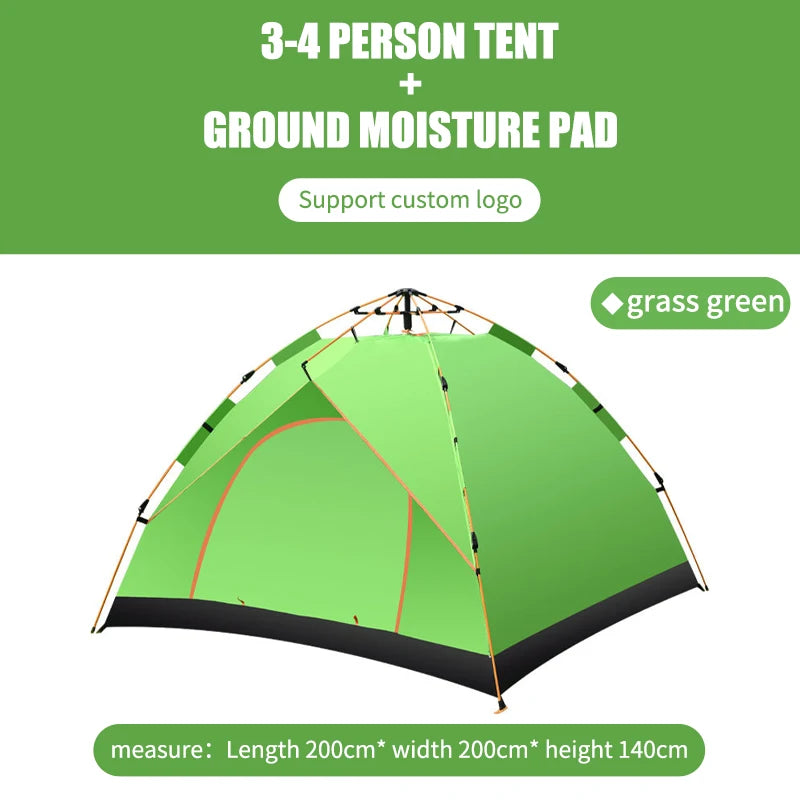Fully Automatic 3-4 people Double-Layer Beach Camping Tent - Complete Portable Outdoor Family Camping Gear Set