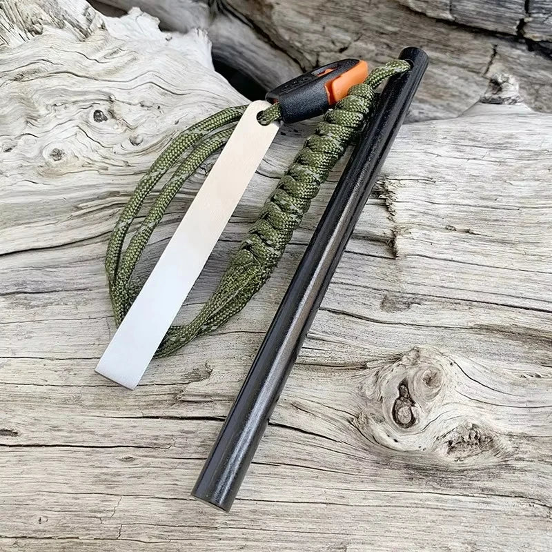 10*150mm Outdoor Flint Magnesium Rod with White Steel Scraper Whistle Camping Gnition Flint Rod EDC Survival Fire Starting Tool