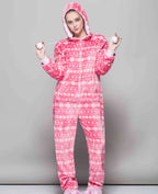 2022 New Christmas Onesies Snowflake Print Jumpsuits Adult Womens Hooded Rompers Warm Thicken Flannel Pyjamas Homewear Pijamas