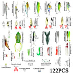 78/122/284pcs Fishing Lures Kit for Topwater Bait Rigs Tackle Kit for Bass Trout Salmon Fishing Accessories