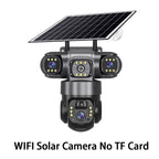 6K 15MP 4G SIM Solar Camera Outdoor 3 Lens 3 Screen Surveillance CCTV PTZ Human Detect Auto Tracking Solar Security Camera V380