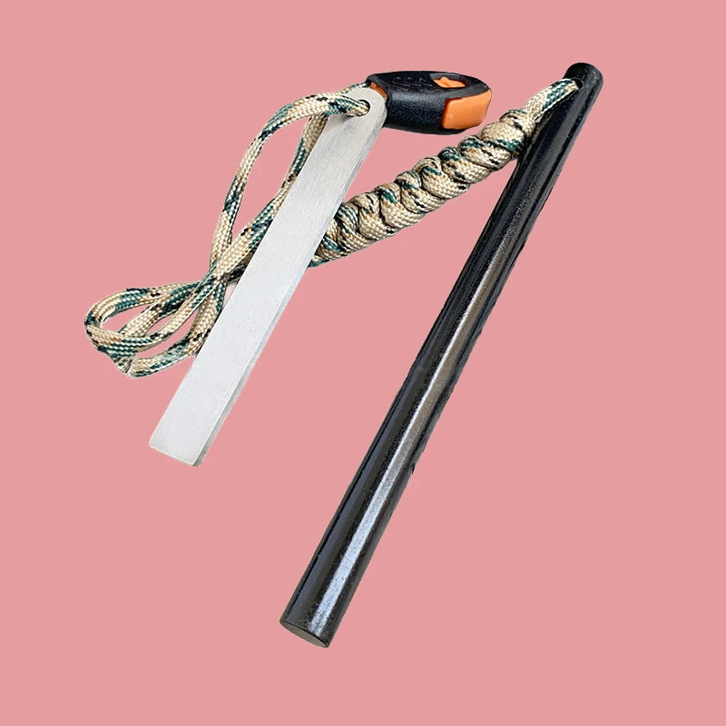 10*150mm Outdoor Flint Magnesium Rod with White Steel Scraper Whistle Camping Gnition Flint Rod EDC Survival Fire Starting Tool