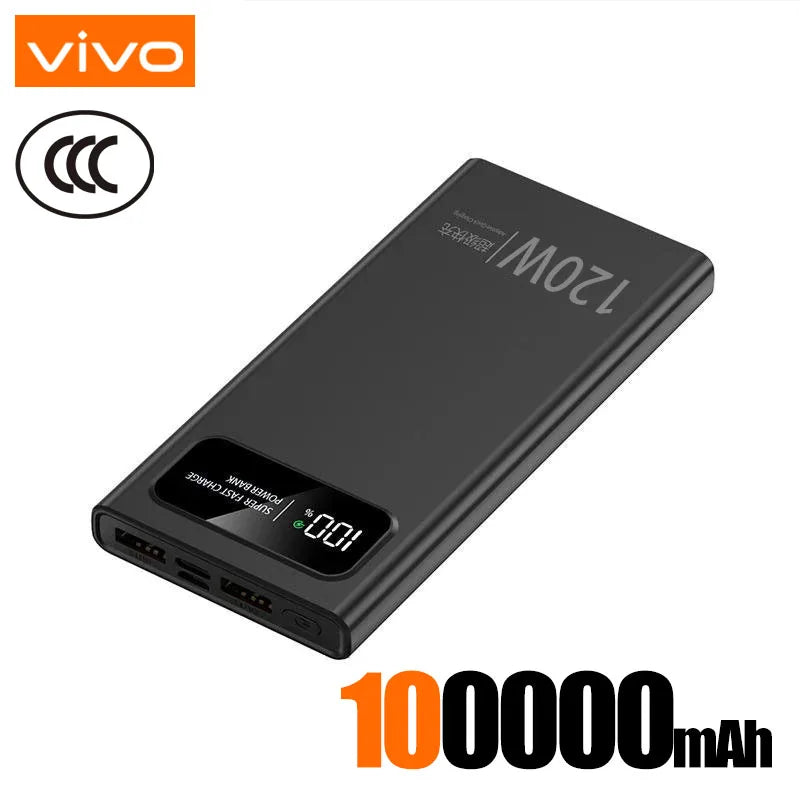 VIVO 120W Power Bank Super Fast Charging 200000mAh Large Capacity Portable External Battery For Mobile Power Bank For IPhone