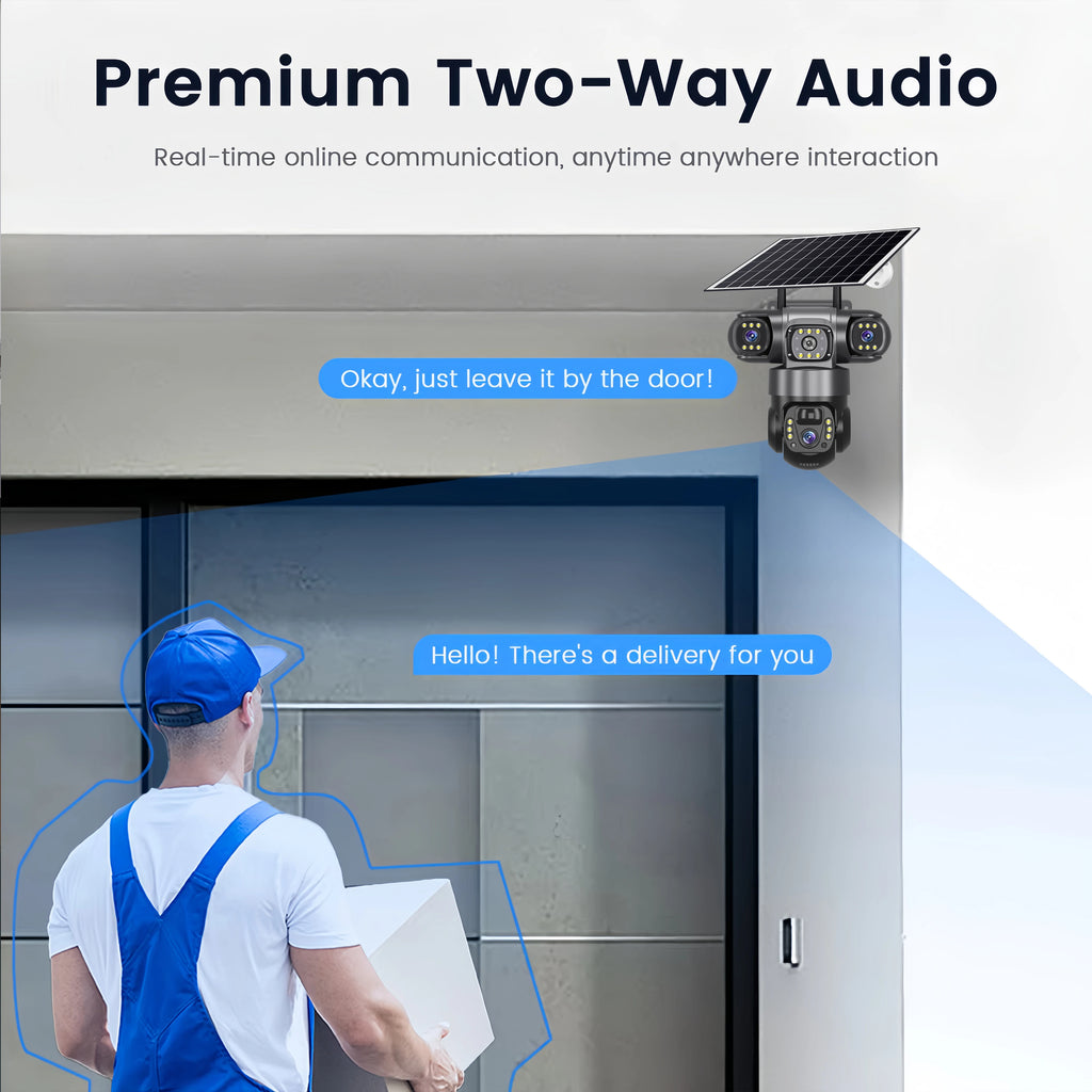 6K 15MP 4G SIM Solar Camera Outdoor 3 Lens 3 Screen Surveillance CCTV PTZ Human Detect Auto Tracking Solar Security Camera V380