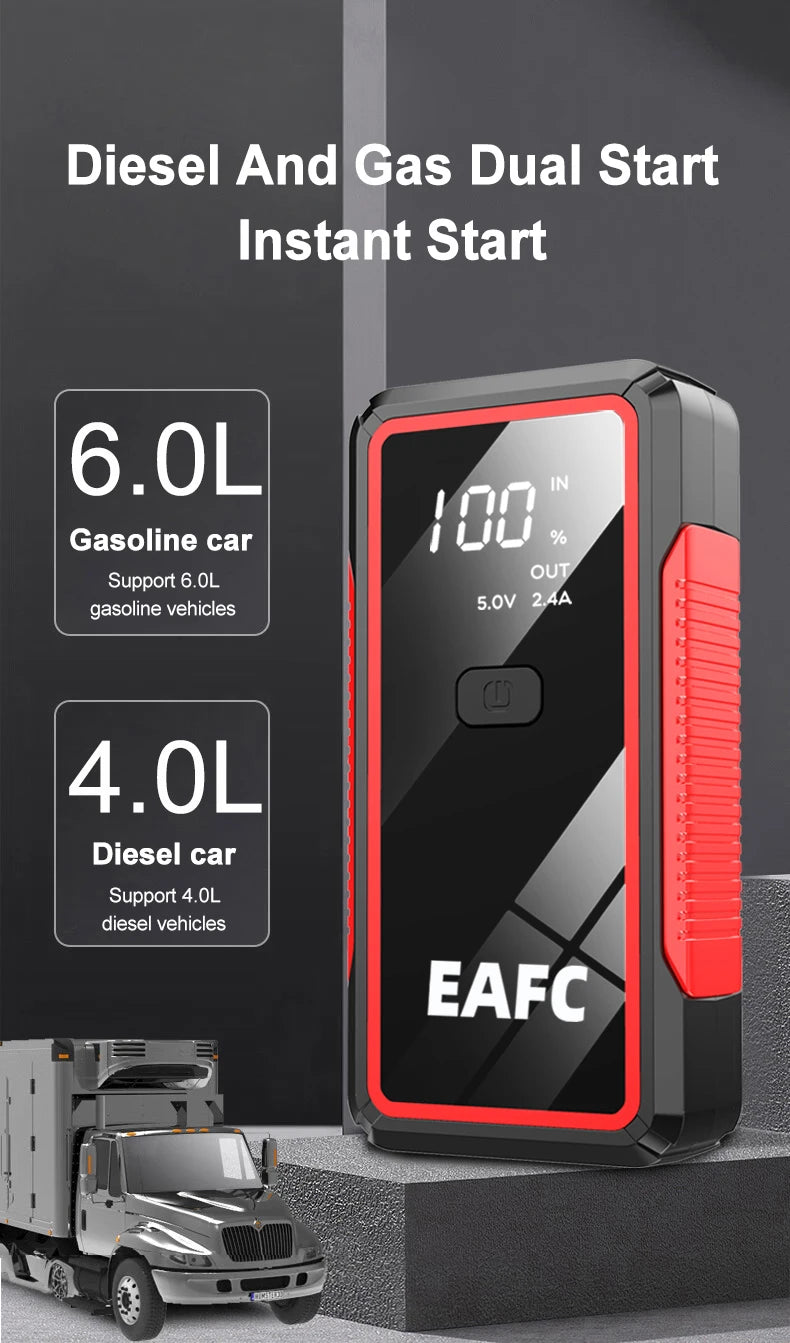 Car Jump Starter 2000A Power Bank Portable Car Battery Charger for 12V Auto Starting Device Petrol Diesel Emergency Booster