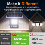 3000LM Super Powerful LED Solar Light Outdoor IP65 Motion Sensor Super Bright Outdoor Solar Wall Lamp Garden Street Spotlight