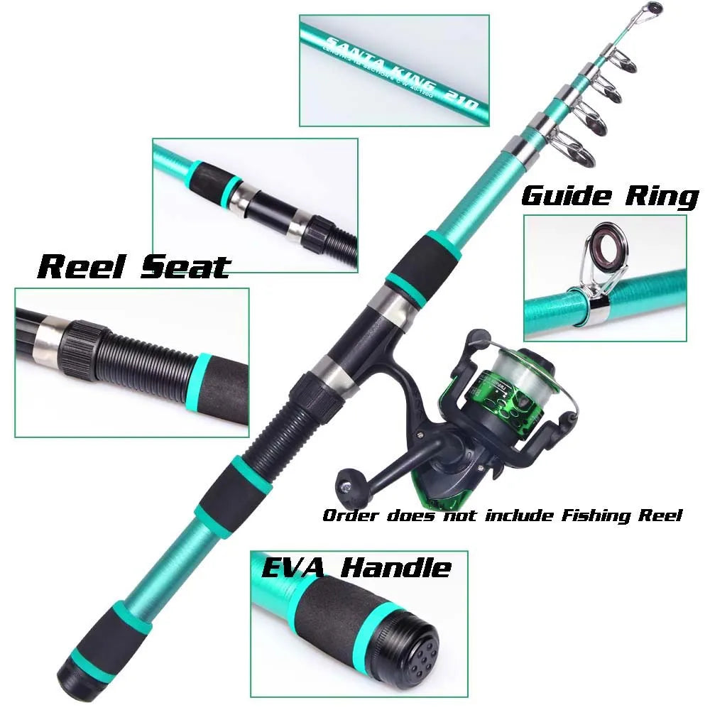 1.8m 2.1M Fishing Rod and Reel Line Lure Set Carbon Fiber Telescopic Fishing Rod 5.2:1BB Spinning Reel for Saltwater Freshwater