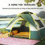 A family camping tent with automatic pop-up tent, suitable for 3-4 people, suitable for camping and hiking backpacking