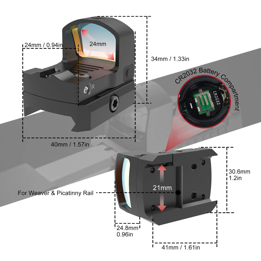 Vector Optics Frenzy-S 1x17x24 Red Dot Sight With RMSc Footprint,Motion Sensor,Lightest Weight For Glock 17 19 Taurus Pistol