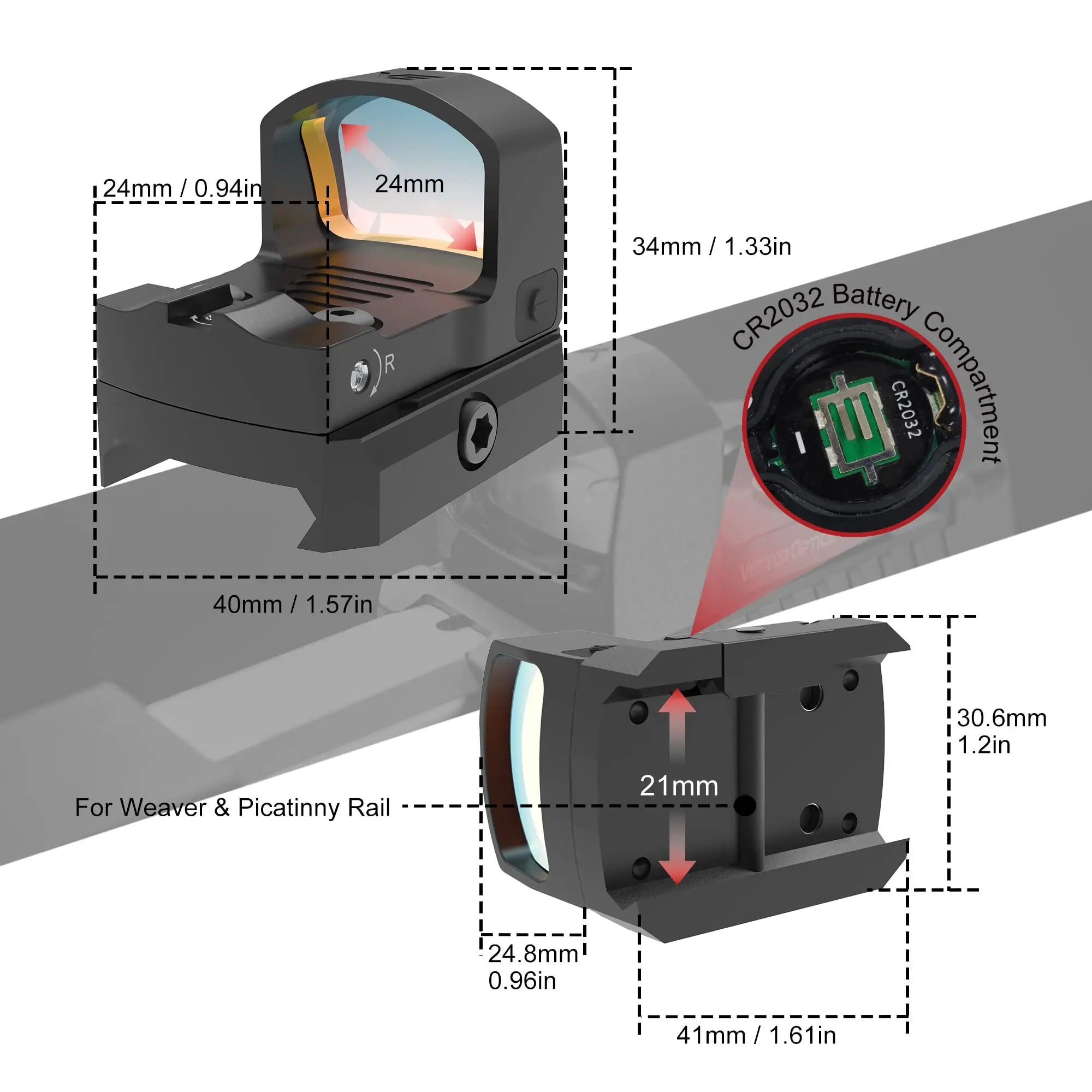 Vector Optics Frenzy-S 1x17x24 Red Dot Sight With RMSc Footprint,Motion Sensor,Lightest Weight For Glock 17 19 Taurus Pistol
