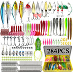 78/122/284pcs Fishing Lures Kit for Topwater Bait Rigs Tackle Kit for Bass Trout Salmon Fishing Accessories