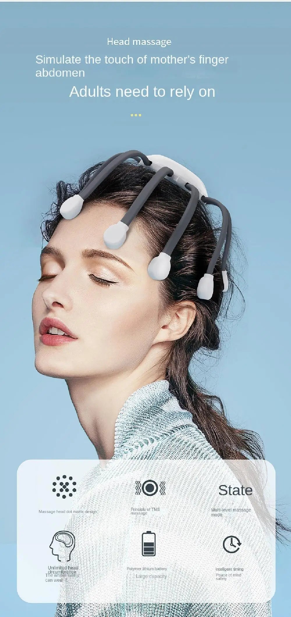 Octopus Claw Eight Claw Massager USB Charging Therapeutic Scratch Pad Electric Head Massager Therapeutic Electric Scalp Massager