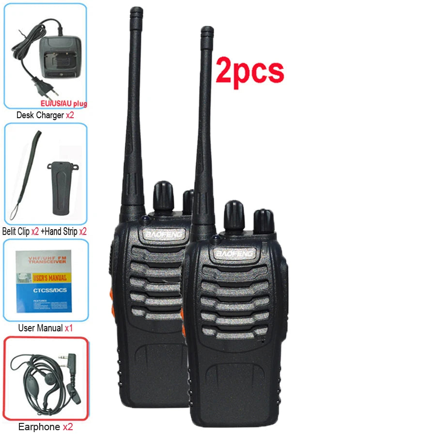 2PCS Baofeng BF 888S Walkie Talkie UHF BF888S Long Range Two Way Ham Portable Radio Transceiver for Hunting Hotel Receiver