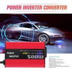 500W Car Adapter With Dual USB Output Portable Vehicle Power Converter DC 12V to 110V 220V Automatic Transformer Acessory