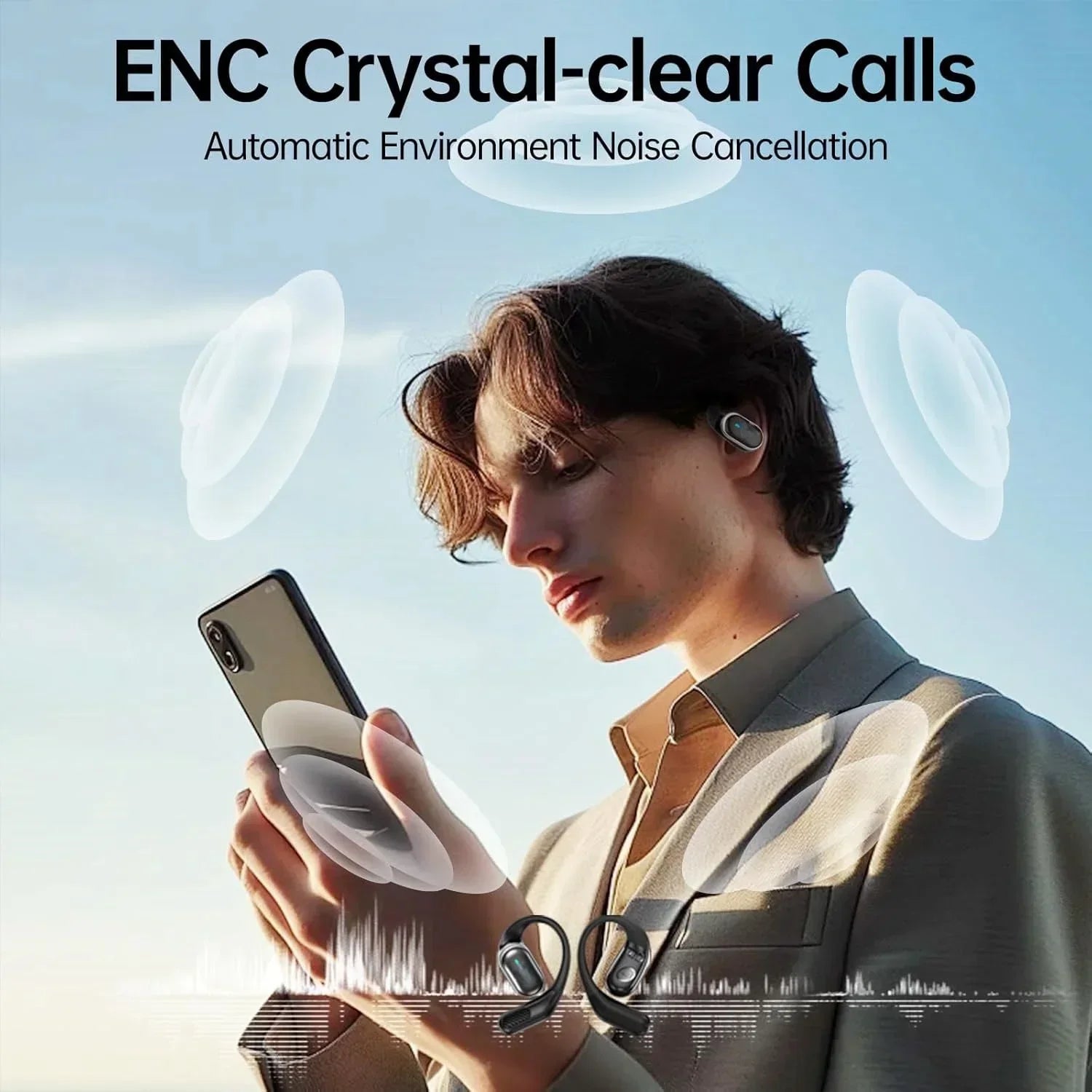 2025 New Open Ear OWS Earphones Bluetooth 5.4 Wireless Headphones HiFi Sound Headset Touch Control TWS Earbuds 10 Hours Playback