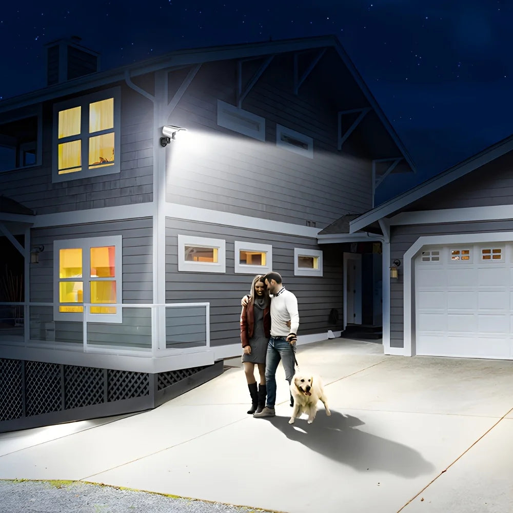 Outdoor Motion Sensor Solar Lights 2000 Lumens 77LED Solar Motion Sensor LED Light Outdoor Camera Wireless Security Floodlights