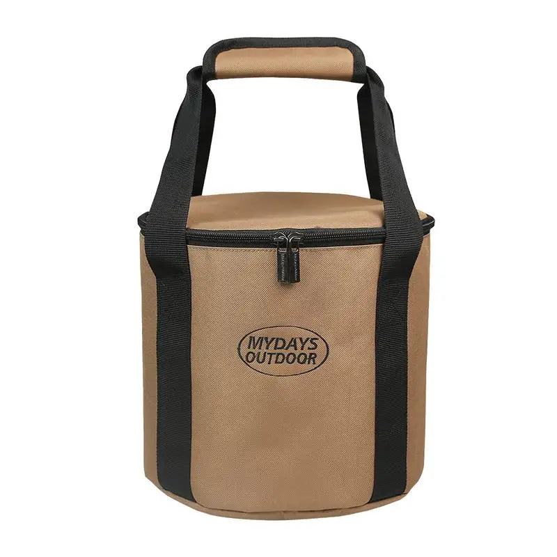 Camping Utensil Bag Portable Pot Organizer Pouch With Zipper Travel Use Cooking Set Storage Pouch Multifunctional Bucket Round