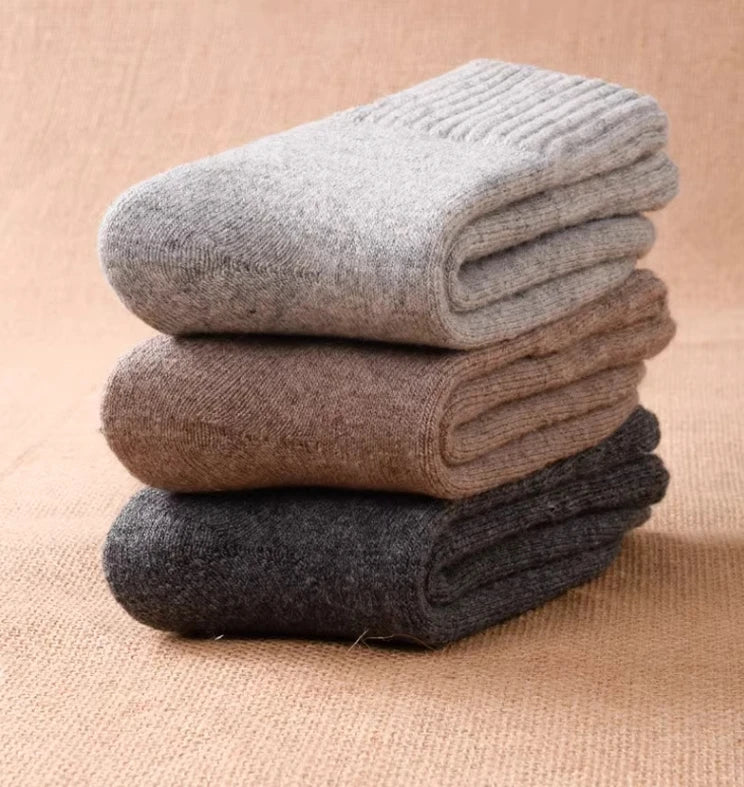 2025 New Winter Warm Women Socks Wool Male Men Socks Super Thicker Solid Socks Merino Wool Socks Against Cold Snow Terry Socks