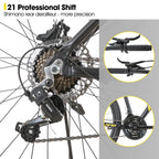 Hiland Aluminum Mountain Bike 21 Speeds, Hydraulic Disc-Brakes, Lock-Out Suspension Fork, 27.5 inch Wheel, Bike for Men Mens