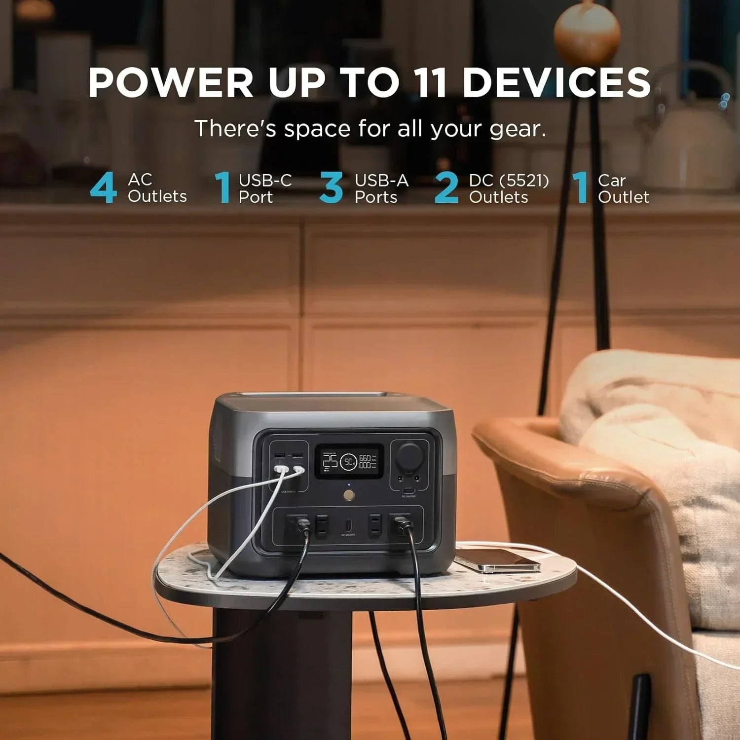 Portable Power Station RIVER 2 Max 500,1 Hour Fast Charging,Solar Generator (Solar Panel Optional) Outdoor Camping/RVs/Home Use