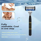 Classic men's shaver, non slip handle, stainless steel blade, economical and practical, 6-layer manual shaver blade