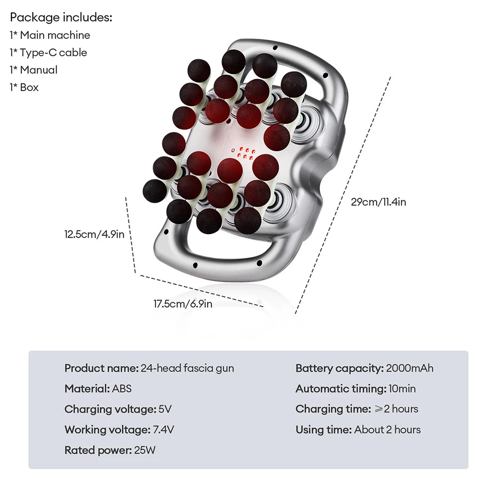 42-Heads Fascia Gun High-Frequency Vibration Body Massage Gun Back and Waist Massager Neck Shoulder Massager Muscle masajeador
