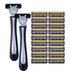 Metal Handle Manual Profession Face Care Beard 3-Layers Blade Safety Raze And Shaving Razor Stand Shaver Base For Man