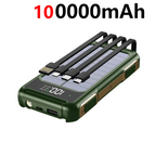 80000mAh Large Capacity Portable Outdoor Solar Mobile Power 4 in 1 Built in Cables LED Digital Display For iPhone Samsung Xiaomi