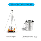LIXADA Portable 750ml Stainless Steel Pot Water Mug Cup with Lid and Foldable Handle Outdoor Camping Cooking Picnic Drinkingware