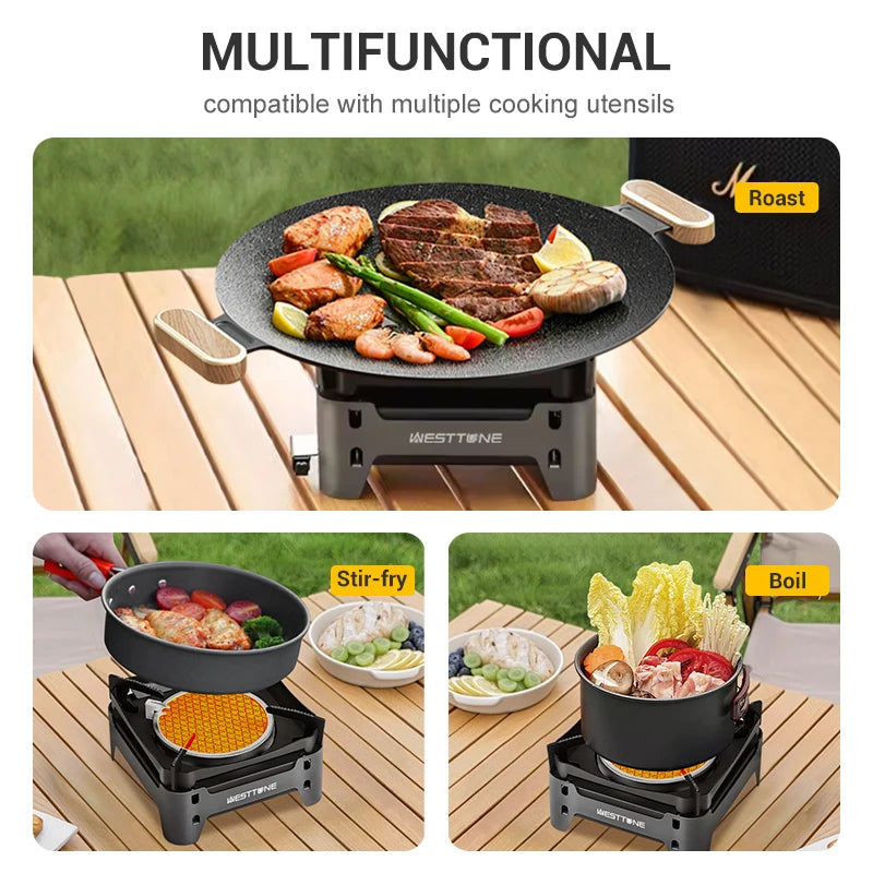 WESTTUNE Outdoor Infrared Combustion Stove Portable Cooking Burner 3600W Gas Stove with Electronic Ignition for Camping Picnic