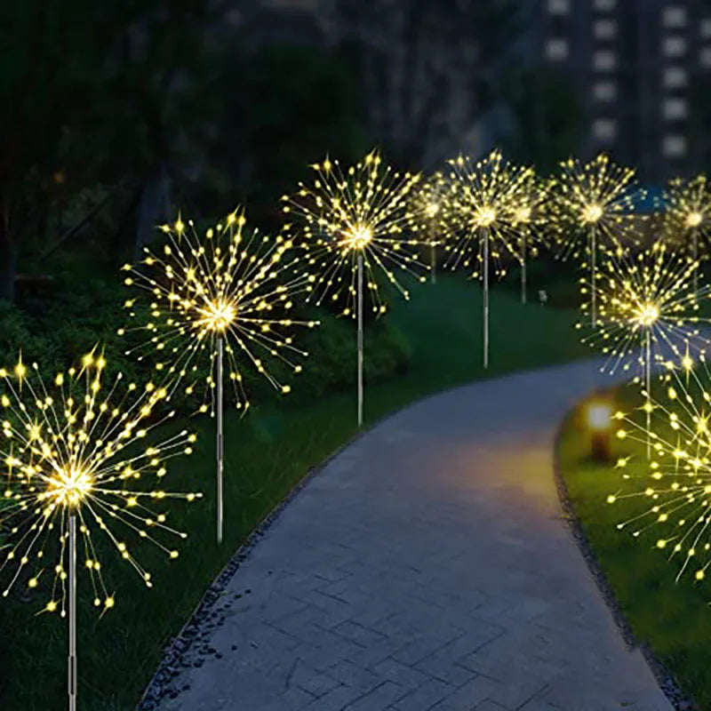 LED Solar Firework Lights Garden Decoration Fairy Lights Waterproof Outdoor Dandelion Lawn Lamp for Garden Landscape Lawn Decor