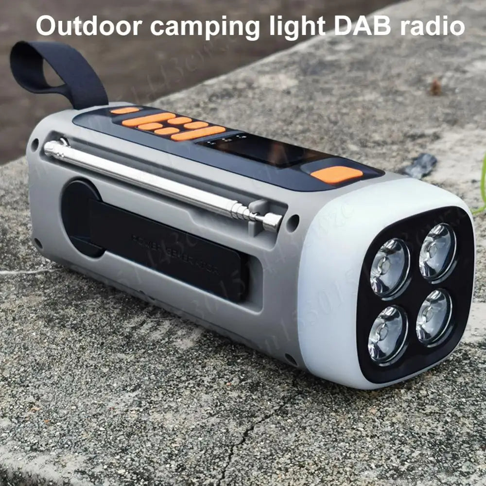 Solar Hand Crank Radio DAB FM Radio with Flashlight BT Speaker Emergency Weather Radio Rechargeable for Emergency Camping