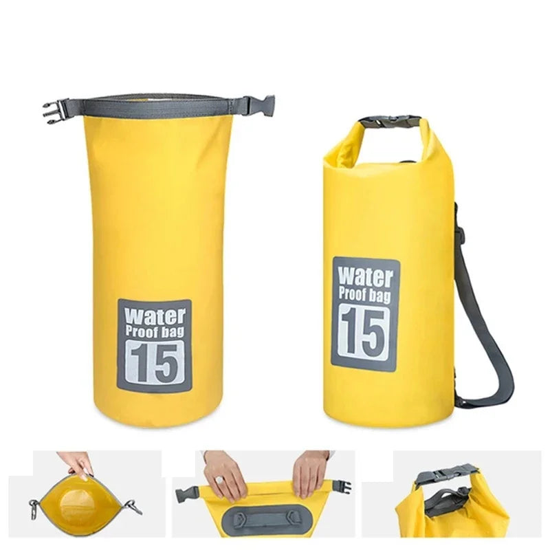 5/10/15/20/30L Waterproof Dry Bags PVC Folating Backpack For Kayaking Boating Swimming Rafting Beach Outdoor Sports Bag