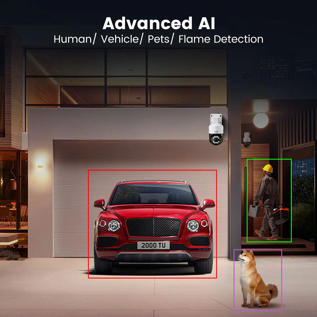 ZOSI 8MP PTZ PoE CCTV Security Camera System AI Face Person Vehicle Detect 4K 8CH Expand 16CH NVR Video Surveillance IP Cam
