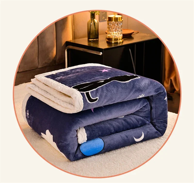 Soft Fluffy Warm Winter Blanket Thicken Lamb's Wool Autumn Warmth Blankets for Bed Milk Velvet Comfortable Sofa Blanket Throw