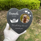 Personalized Pet Memorial Stone with Photo Printing Dog Grave Marker Plaque Custom Pet Memorial Garden Stone Slate with Name