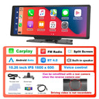 Podofo 10.26" Dash Cam 4K Rearview Camera Wireless Carplay Android Auto GPS with Voice Control Dashboard DVR Car Monitor