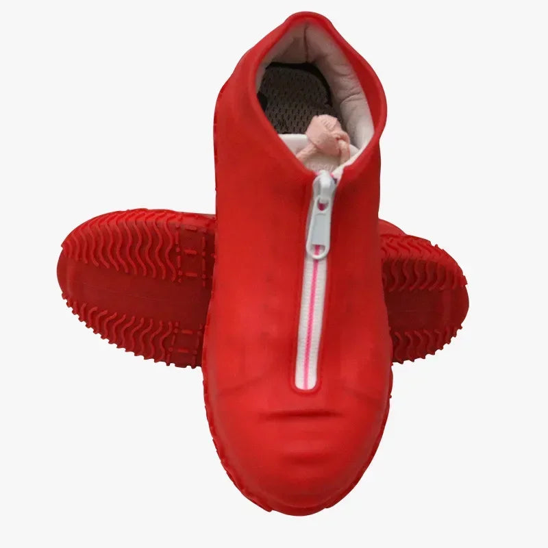Silicone Waterproof Shoe Covers Reusable Overshoes with Zipper Resistant Rain Boots Non-Slip Washable Protection for Women Men