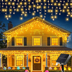 Solar LED Eaves Icicle String Lights 8 Lighting Modes Outdoor Waterproof Christmas Decorations Fairy Lights for Yard Garden