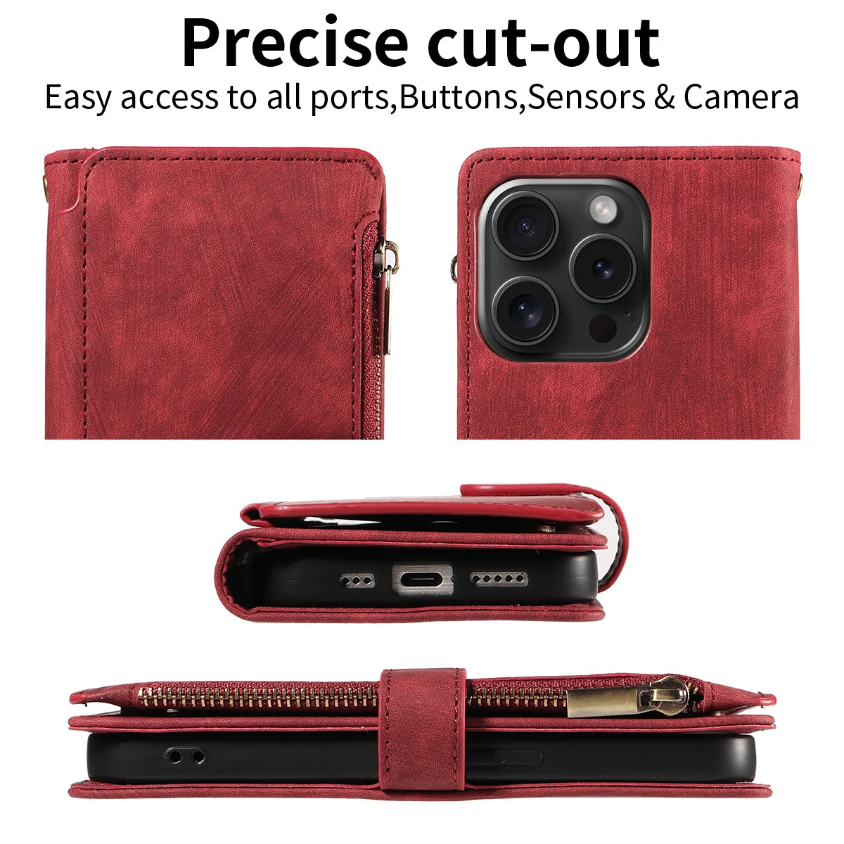 PU Leather Phone Case for IPhone 17Air  17 Pro Max 16 Pro Max 16e 15 14 13 12 11 Pro Max Plus  Flip Wallet Style Phone Cover