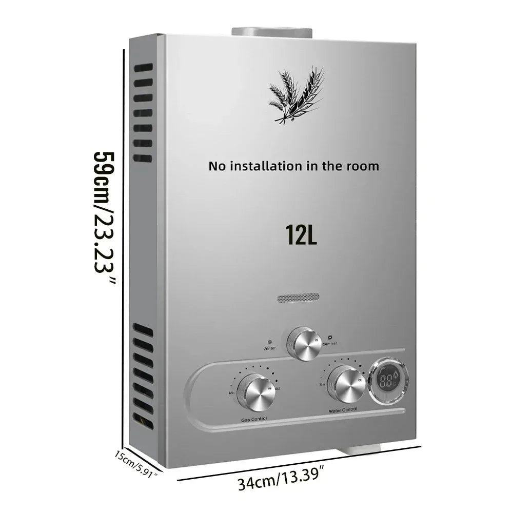 VEVOR 6L 8L 10L 12L 16L 18L LPG Portable Instand Water Heater Propane Gas LPG Wall-Mounted Tankless Water Heater Digital Display