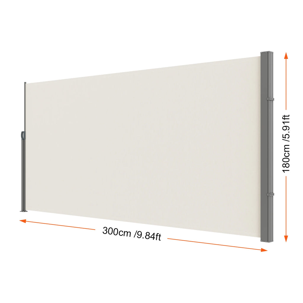 SucceBuy Retractable Side Awning Outdoor Privacy Polyester Water-proof Retractable Patio Screen UV 30+ Room Divider Wind Screen