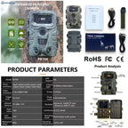 Outdoor 2.7K Wireless Trail Camera Hunting Cameras With Screen Wildlife Surveillance Night Vision Tracking Photo Trap Cams