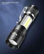 Mini Portable 2000 Lumens Led Flashlight Built In Battery Torch COB Variable Focus Waterproof Tactical Flashlight Bulb Light