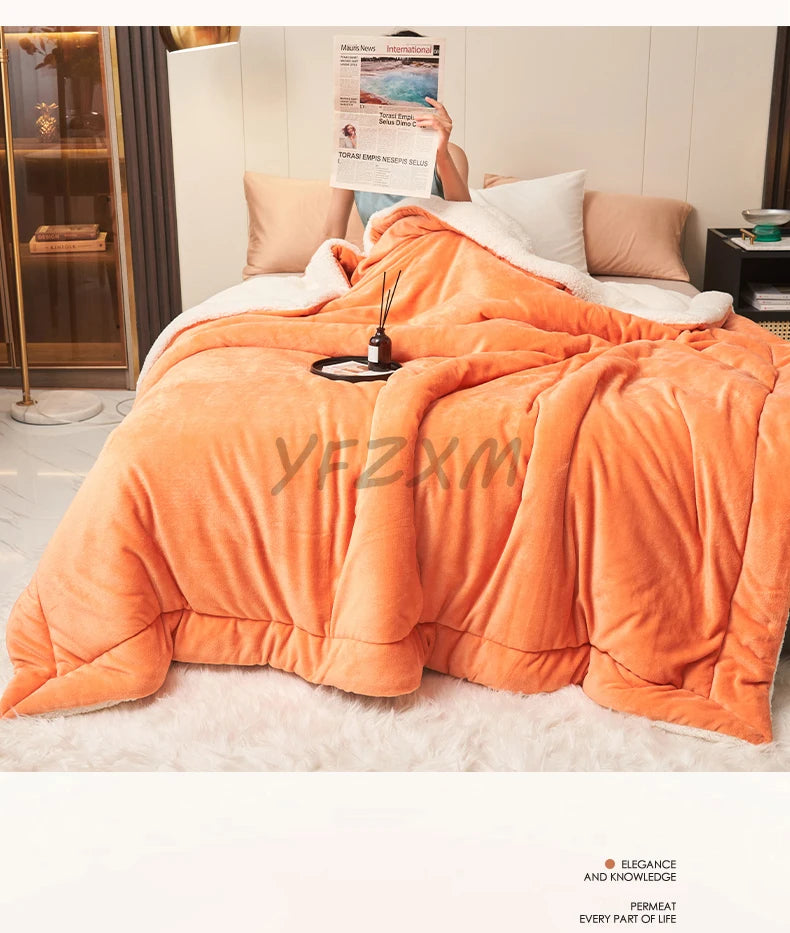 Super Soft Imitation Lambswool Blanket Autumn Winter Double Queen Blankets High Quality Comfortable Milk Fleece Sofa Blanket