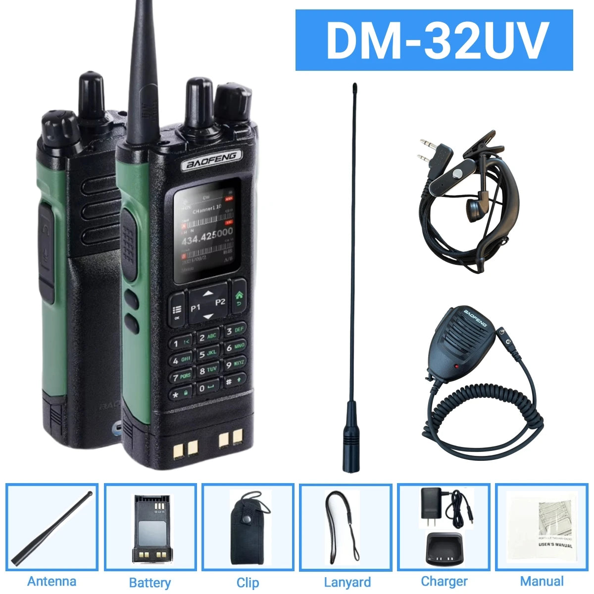 DMR GPS 10W DM-32UV BAOFENG DM32 Walkie Talkie Multi Band TDMR Dual Time Slot Wireless Copy Frequency Type-C AM/FM Two Way Radio