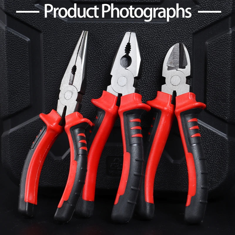 3-Piece Set of Wire Pliers, Diagonal Nose Pliers, Needle Nose Pliers, Industrial Grade Preferred Pliers, Durable Chromium Vanadium Steel, Suitable for Wire Cutting, Screwdriver, Etc
