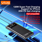VIVO 120W Power Bank Super Fast Charging 200000mAh Large Capacity Portable External Battery For Mobile Power Bank For IPhone